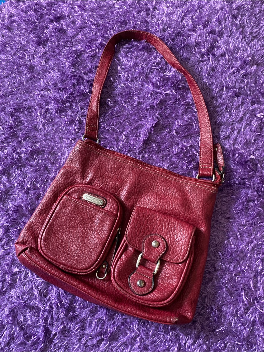 Rossetti Red Faux Leather Shoulder Bag
